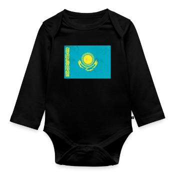 Flag of Kazakhstan - Organic Longsleeve Baby Bodysuit - black - Front