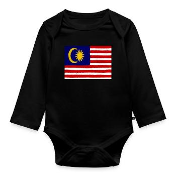 Drapeau de la Malaisie - Body Bébé bio manches longues - noir - Devant