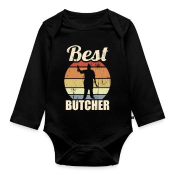 Drôle de boucher - Body Bébé bio manches longues - noir - Devant