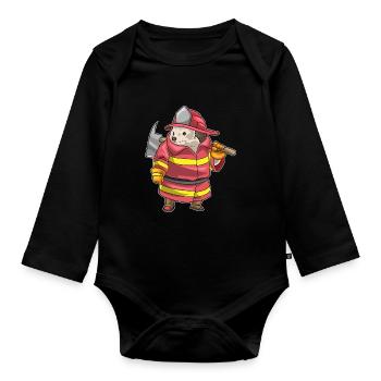 Hérisson Hache de pompier Brigade de pompiers - Body Bébé bio manches longues - noir - Devant