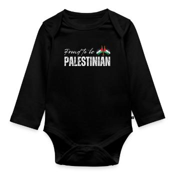 Proud Palestinian, I love Palestine - Organic Longsleeve Baby Bodysuit - black - Front