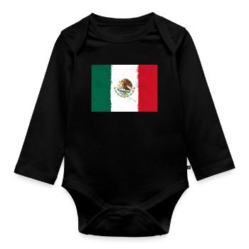Flag of Mexico - Organic Longsleeve Baby Bodysuit - black - Front