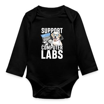 Support computer labs - Baby Bio-Langarm-Body - Schwarz - Vorne