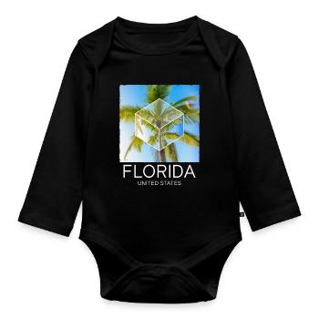 Florida USA Miami America Summer Palm Trees Beach - Organic Longsleeve Baby Bodysuit - black - Front