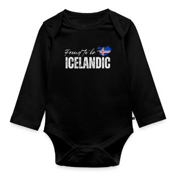 Fière d’Islandaise, j’adore l’Islande - Body Bébé bio manches longues - noir - Devant