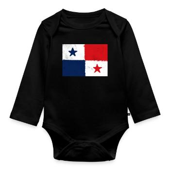 Flagge von Panama - Baby Bio-Langarm-Body - Schwarz - Vorne