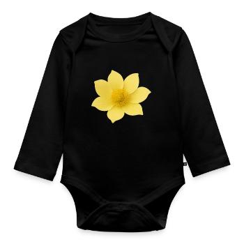 Fleur jaune aux pétales doux - Body Bébé bio manches longues - noir - Devant
