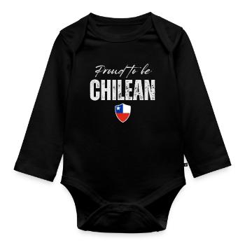 Proud Chilean, I love Chile - Organic Longsleeve Baby Bodysuit - black - Front