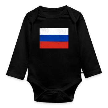 Flag of Russia - Organic Longsleeve Baby Bodysuit - black - Front