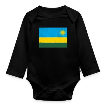 Flagge von Ruanda - Baby Bio-Langarm-Body - Schwarz - Vorne