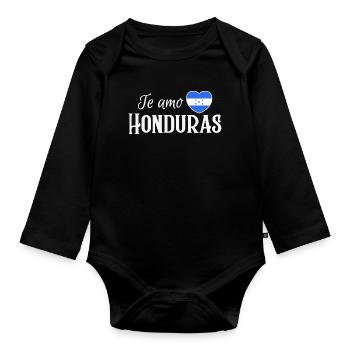 I love Honduras, made in Honduras - Organic Longsleeve Baby Bodysuit - black - Front