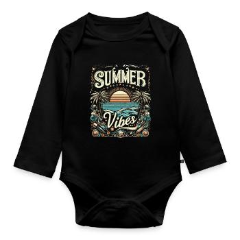 SUMMER Vibes colorful, modificated - Baby Bio-Langarm-Body - Schwarz - Vorne