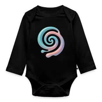3D Spirale Pastell - Baby Bio-Langarm-Body - Schwarz - Vorne