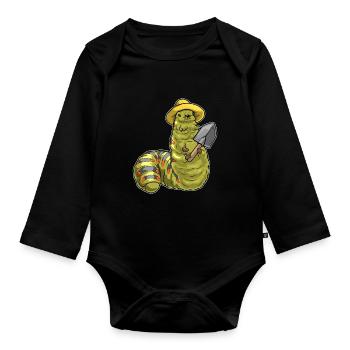 Chenille Jardinier Pelle Jardin - Body Bébé bio manches longues - noir - Devant