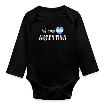 Ich liebe Argentinien, argentinischer Stolz - Baby Bio-Langarm-Body - Schwarz - Vorne