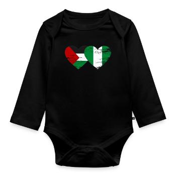 Drapeau de la Palestine et du Nigeria utilisé - Body Bébé bio manches longues - noir - Devant