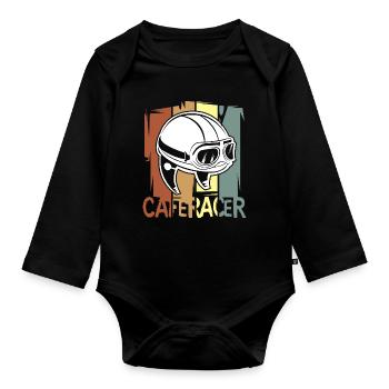 Cafe Racer Helmet Design – Vintage Biker Style - Organic Longsleeve Baby Bodysuit - black - Front