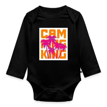 Camping King Palm Trees Holiday Camper King Chef - Organic Longsleeve Baby Bodysuit - black - Front