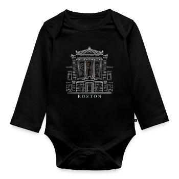 Boston, Hand Drawing Art Museum, USA - Organic Longsleeve Baby Bodysuit - black - Front