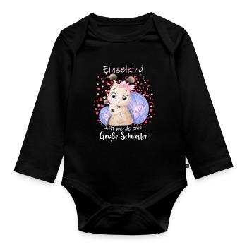 Nachwuchs Verkünden Ich Werde Große Schwester 2027 - Baby Bio-Langarm-Body - Schwarz - Vorne