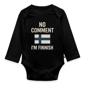 Finnish flag. No Comment - Organic Longsleeve Baby Bodysuit - black - Front