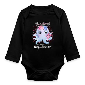 Nachwuchs Verkünden Ich Werde Große Schwester 2027 - Baby Bio-Langarm-Body - Schwarz - Vorne