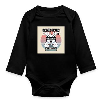 Panda Gaming Chill Out T-Shirt - Organic Longsleeve Baby Bodysuit - black - Front