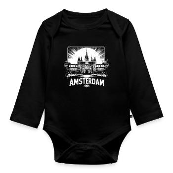 Design de chemise cool d’AMSTERDAM - Body Bébé bio manches longues - noir - Devant