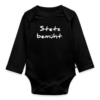 Always striving – with a full stop - Organic Longsleeve Baby Bodysuit - black - Front