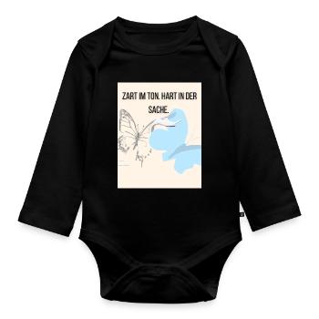 Sanfte Empathie mit Schmetterling und Storch - Baby Bio-Langarm-Body - Schwarz - Vorne
