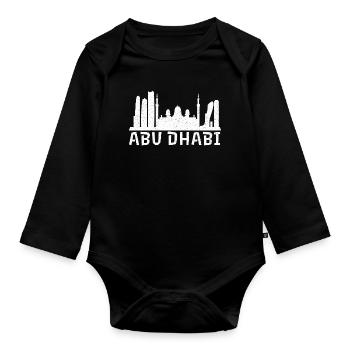 Abu Dhabi Skyline Vibes - Baby Bio-Langarm-Body - Schwarz - Vorne