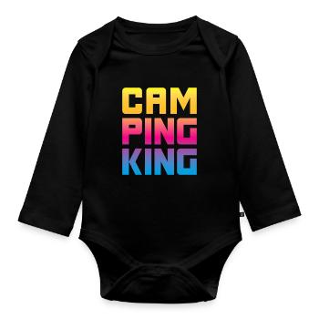 Camping King King Camper Chef Funny Sayings Fun - Organic Longsleeve Baby Bodysuit - black - Front