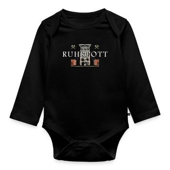 Ruhrpott, région de la Ruhr Dessin à la main Mine de Gneisenau - Body Bébé bio manches longues - noir - Devant