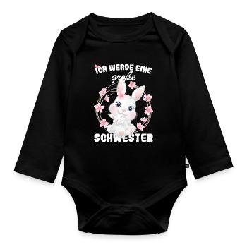 Nachwuchs Verkünden Ich Werde Große Schwester 2027 - Baby Bio-Langarm-Body - Schwarz - Vorne