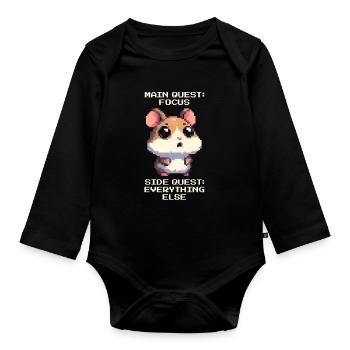 Focus : Quête principale | Quêtes secondaires du TDAH partout - Body Bébé bio manches longues - noir - Devant