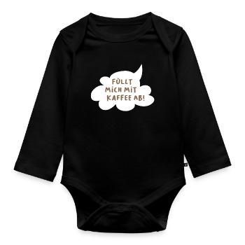 Nuage de café Bulle de dialogue Bureau Humour Dictons sympas - Body Bébé bio manches longues - noir - Devant