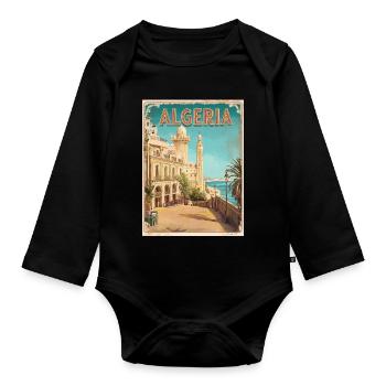 Algeria Coastal Historical View - Organic Longsleeve Baby Bodysuit - black - Front
