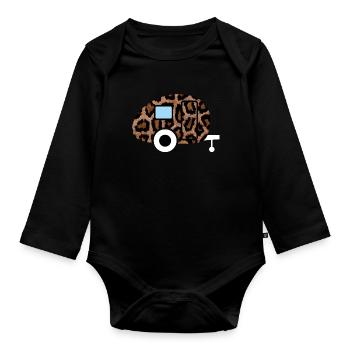 Caravan Wohnwagen Leopard Leolook Camping Retro - Baby Bio-Langarm-Body - Schwarz - Vorne