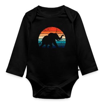 Elephant - Big Game, Tusk, Ivory - Organic Longsleeve Baby Bodysuit - black - Front