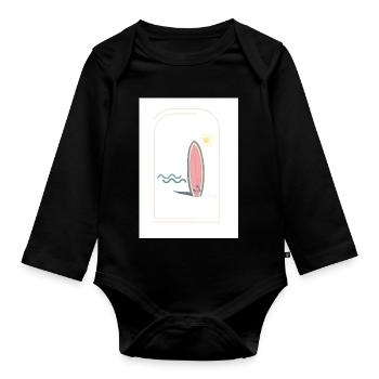 Surfbrett Sonnenaufgang Design - Baby Bio-Langarm-Body - Schwarz - Vorne