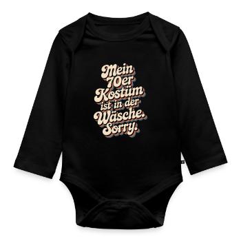 70er Jahre Kostüm Ist In Der Wäsche 70s Party 70er - Baby Bio-Langarm-Body - Schwarz - Vorne
