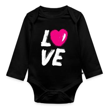 Love Love Heart Pink Wedding Comic Brush J’adore - Body Bébé bio manches longues - noir - Devant