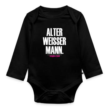 OLD WHITE MAN Design - Organic Longsleeve Baby Bodysuit - black - Front