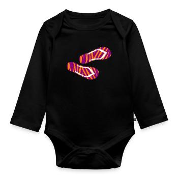 Zebra Safari motif tongs pantoufles Holiday Fun - Body Bébé bio manches longues - noir - Devant