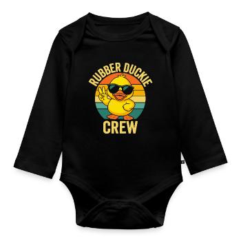 Rubber Duckie Crew Sunglasses Illustration - Organic Longsleeve Baby Bodysuit - black - Front