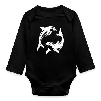 Conception de la silhouette des dauphins tourbillonnants - Body Bébé bio manches longues - noir - Devant