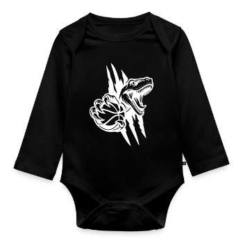 Brüllender Raptor-Basketball - Baby Bio-Langarm-Body - Schwarz - Vorne