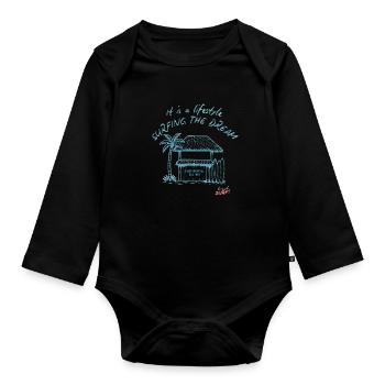 Surfing Tiki House on Beach - Organic Longsleeve Baby Bodysuit - black - Front