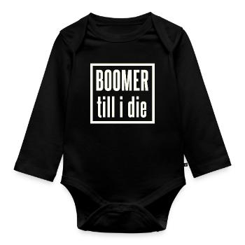 Boomer bis zum Ende Schriftzug - Baby Bio-Langarm-Body - Schwarz - Vorne