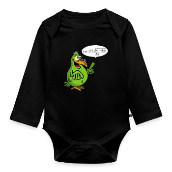 Smart bird - Organic Longsleeve Baby Bodysuit - black - Front